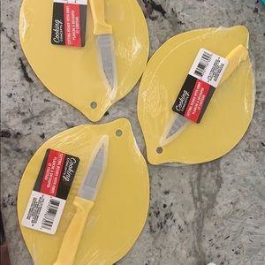 Cutting Board With Knife Red Set of 3